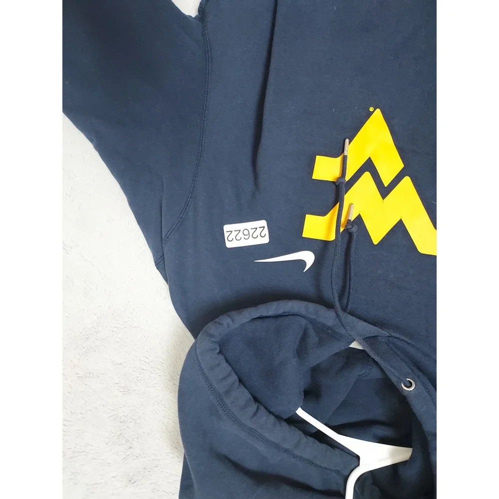 West Virginia Mountaineers Hoodie Mens XL Nike Fleece NCAA Hoodie Navy Blue Logo